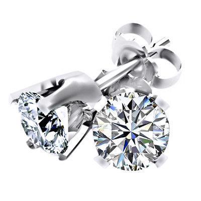 Women Jewelry Sparkling Unique Stud Earrings White Gold Diamond