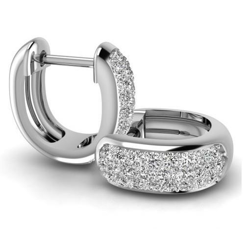 New Amazing White Gold Lady Hoop Earrings 3.10 Carats Sparkling Round Diamonds Hoop Earrings