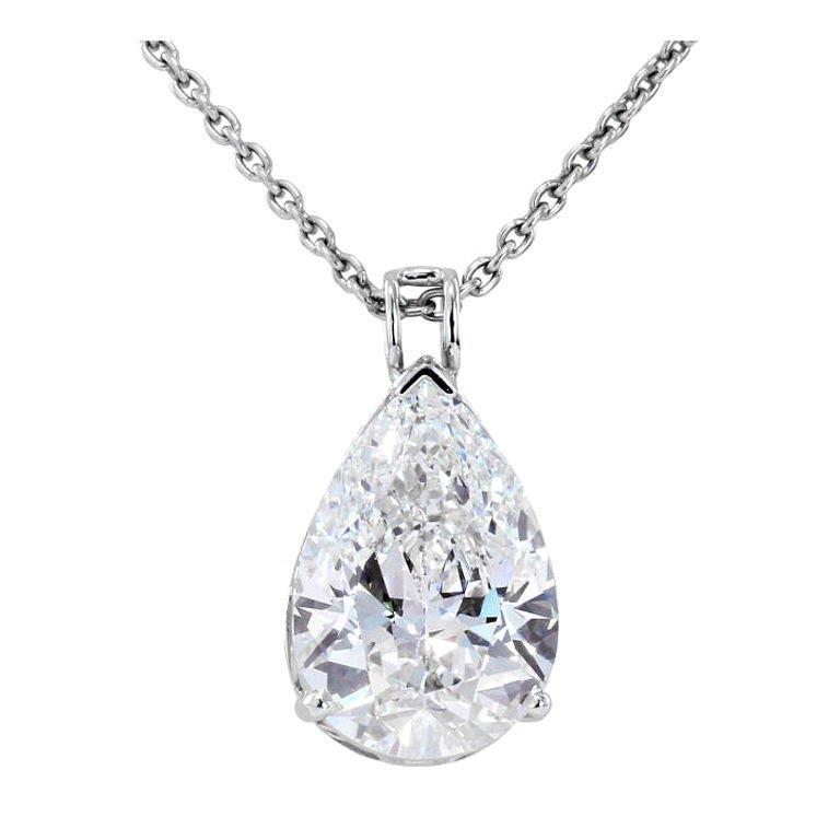 White Gold Pear Cut Diamond Ladies Solitaire Pendant Jewelry 2 Ct. Pendant