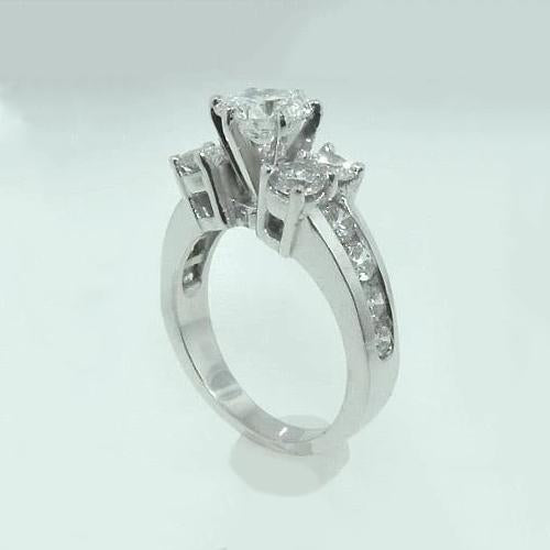 Princess Cut High Quality Unique Solitaire Ring with Accents White Gold Diamond
