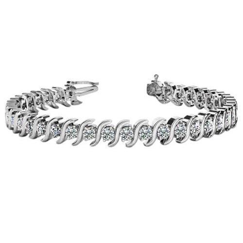 White Gold Round Diamond S Style Tennis Bracelet 8.50 Carats Sparkling