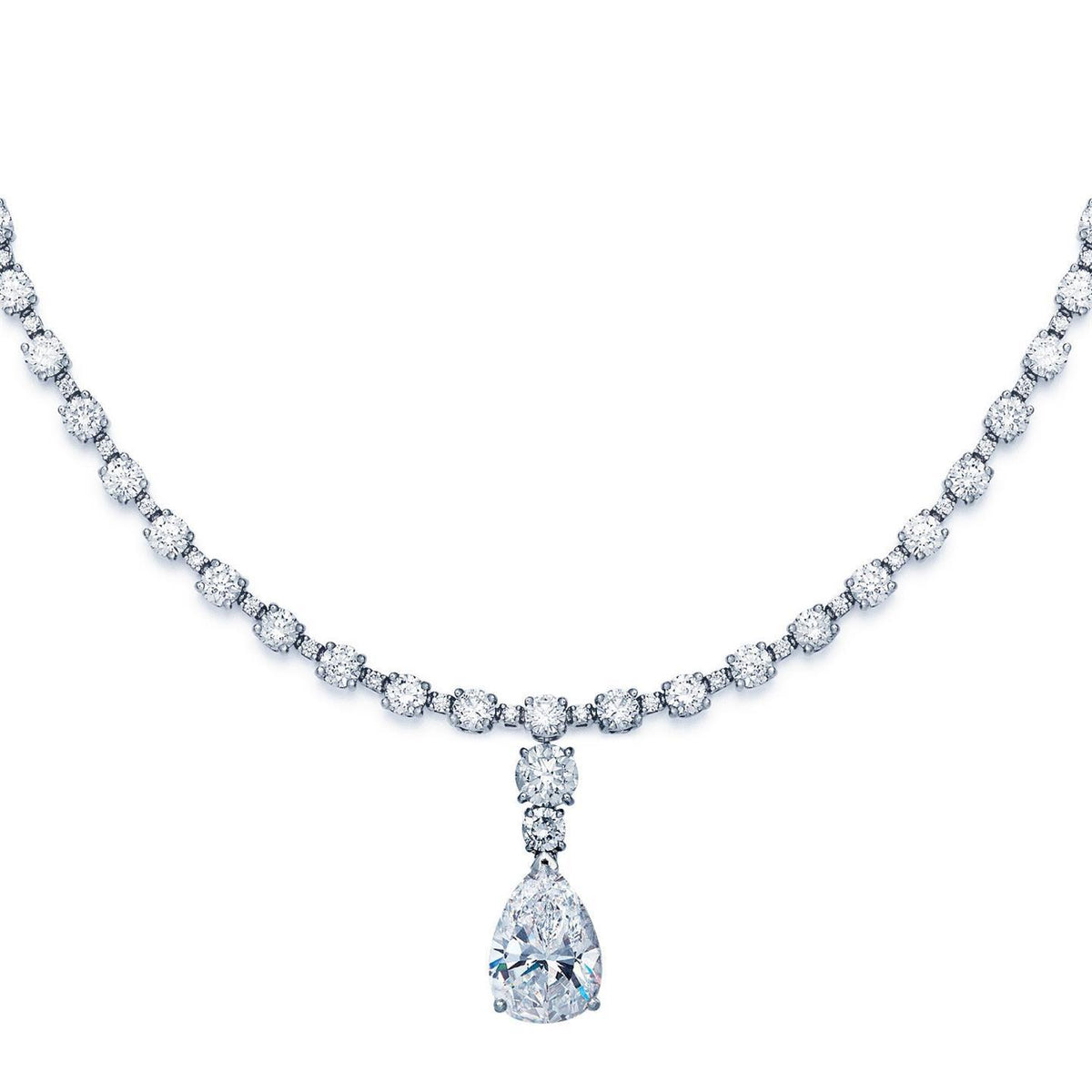 Round Diamond Necklace, White Gold