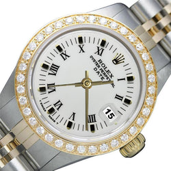 White Roman Dial Diamond Bezel Rolex Date Women Watch Tt Jubilee