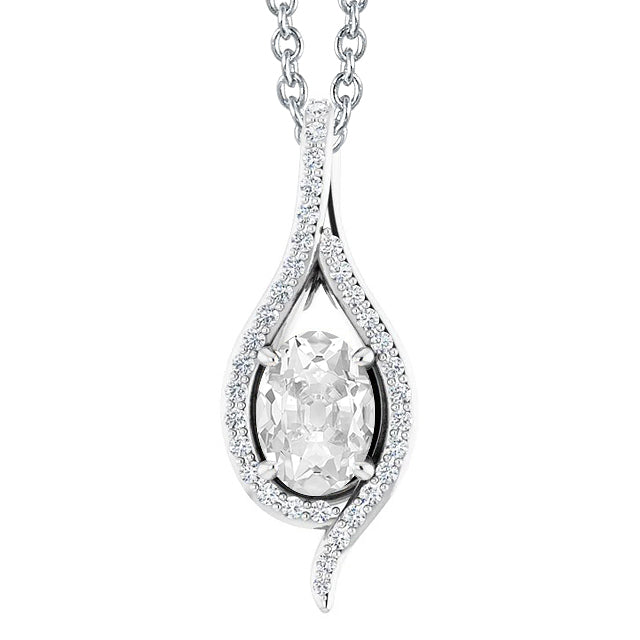 White Gold Diamond Pendant Old Cut With Accents