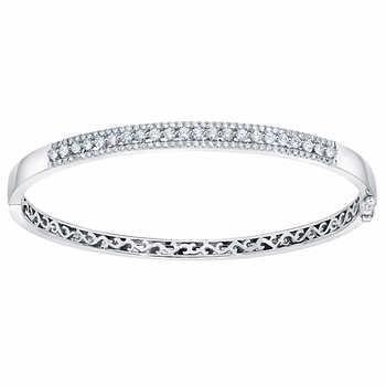 Women Bangle Fine Jewelry 3.00 Carats White Gold Round Cut Diamonds Bangle