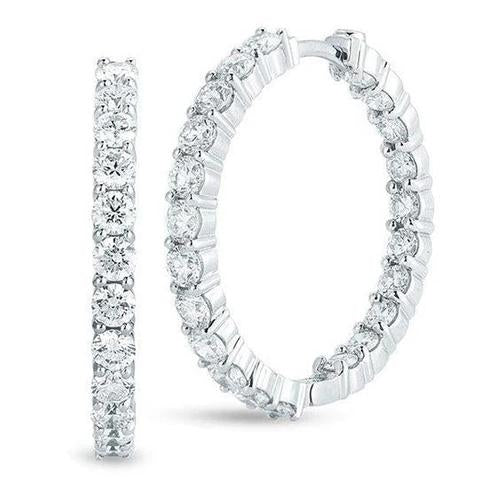 Women Hoop Sparkling Unique Hoop Earrings White Gold Diamond