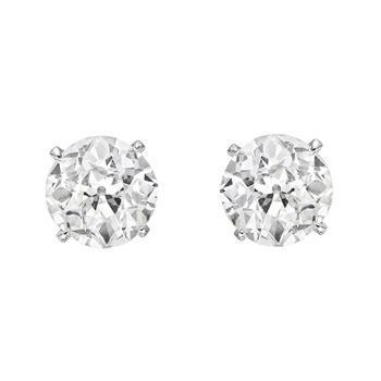 New Style Mine Cut Diamonds White Gold Stud Earrings