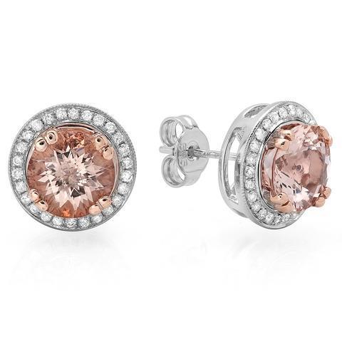 Women Studs Earrings Best amazing weeding Morganite Diamond White Gold