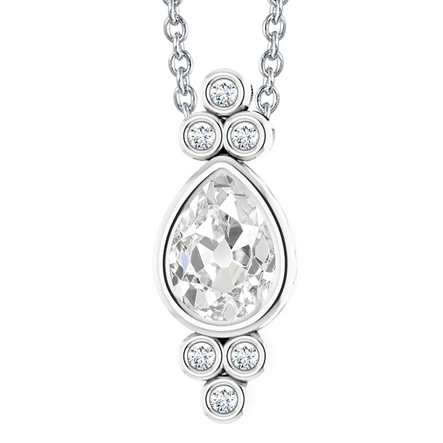 Women’s Diamond Pendant Bezel Set Pear Old Cut
