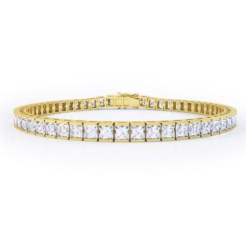 Yellow Gold 10K 8.60 Carats Princess Cut Diamonds Tennis Bracelet Tennis Bracelet