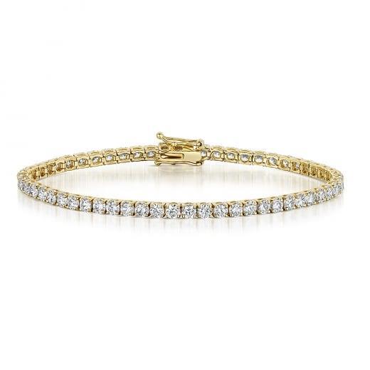 Yellow Gold 14K 6.70 Carats Round Cut Diamonds Tennis Bracelet New Tennis Bracelet