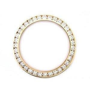 Yellow Gold 14K Custom Diamond Bezel To Fit Rolex Date 34Mm Mens Watch 1.20 Carats Watch Bezel