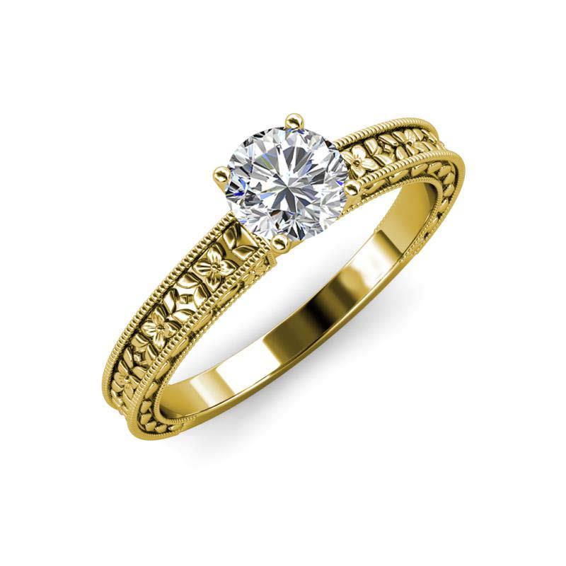 Yellow Gold Sparkling Unique Solitaire White Gold Diamond Anniversary Ring