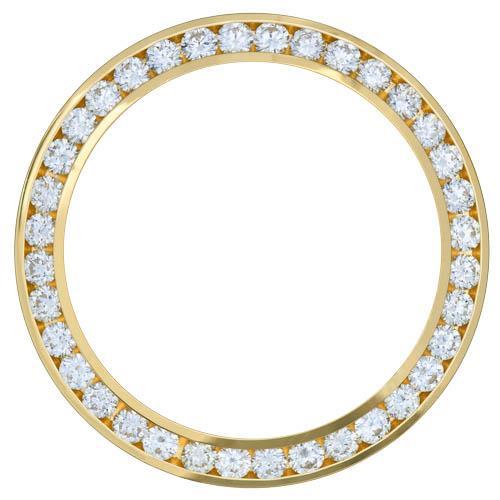 Yellow Gold 14K Round Diamond Bezel To Fit Rolex Date 34 Mm Watch 2 Carats Watch Bezel