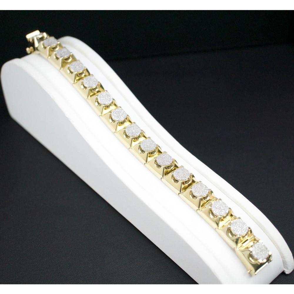 Yellow Gold 14K Small Brilliant Cut 6.50 Carats Diamonds Mens Mens Bracelet