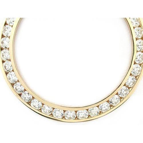 Yellow Gold 18K Channel Set Custom Diamond Bezel To Fit Rolex Date All Watch Models Watch Bezel