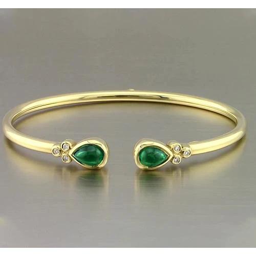 Best LAdies Weeding Yellow Gold Green Emerald Bangle Women Jewelry New Bangle