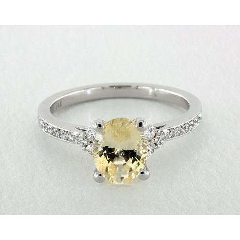 Gorgeous fancy Yellow Sapphire And Diamonds 3.50 Ct Wedding Ring White Gold Gemstone Ring