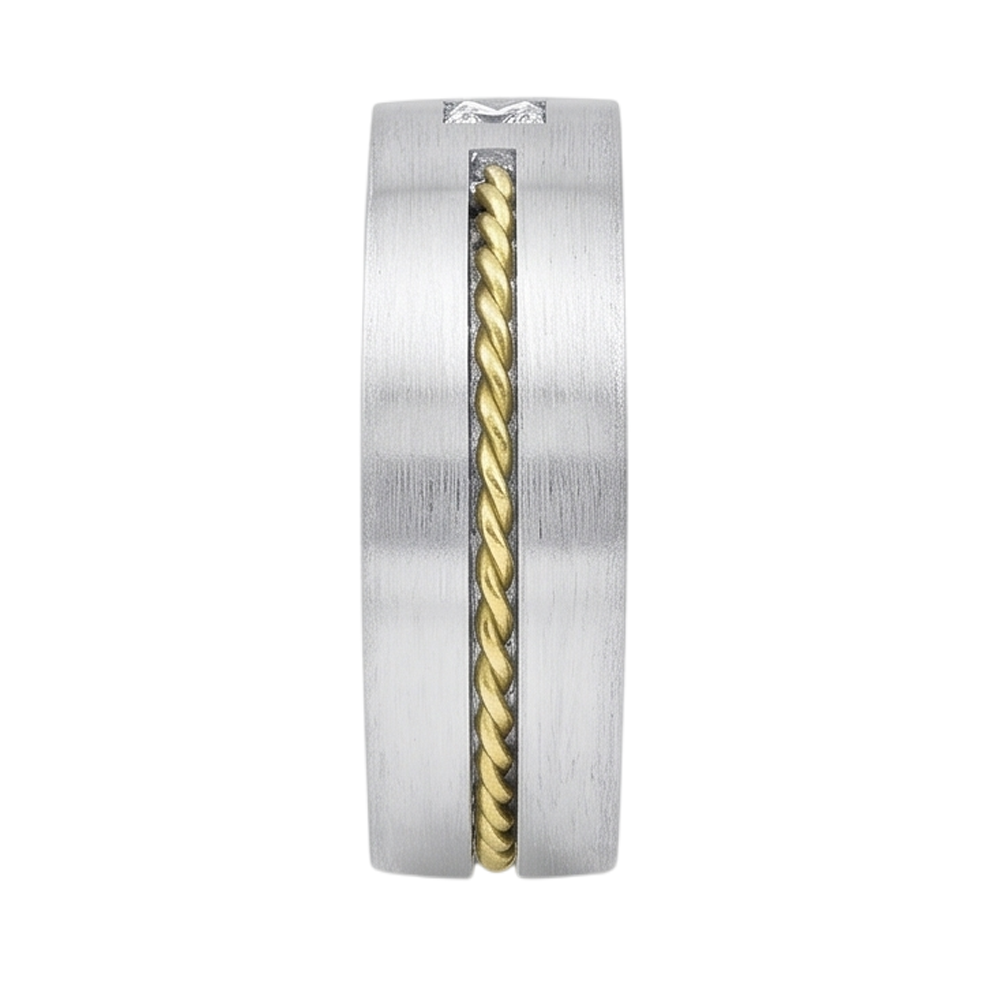 0.35 Carat Princess Cut Diamond Men's Solitaire Ring Two Tone Gold 10K