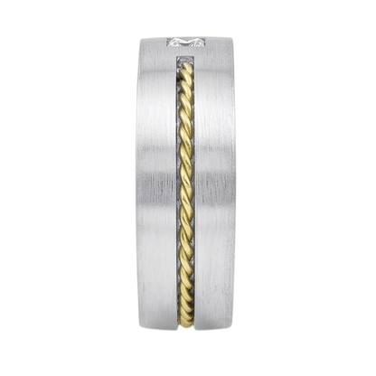 0.35 Carat Princess Cut Diamond Men's Solitaire Ring Two Tone Gold 10K