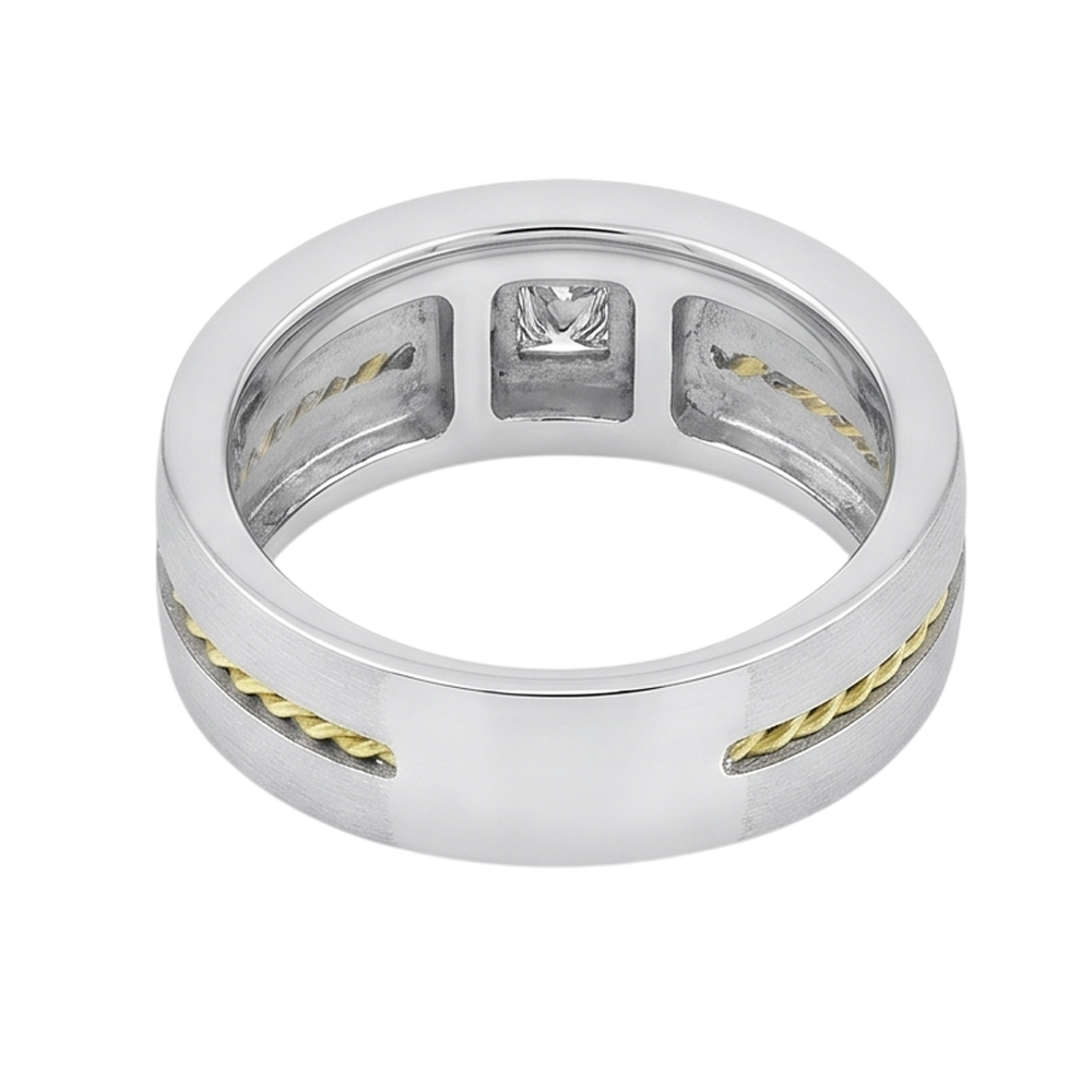 0.35 Carat Princess Cut Diamond Men's Solitaire Ring Two Tone Gold 10K