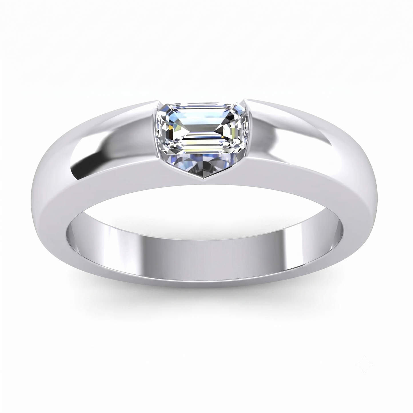 0.50 Carats Emerald Diamond Gold Men's Ring East West