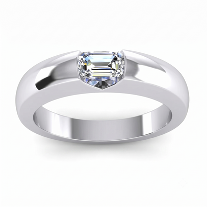 0.50 Carats Emerald Diamond Gold Men's Ring East West
