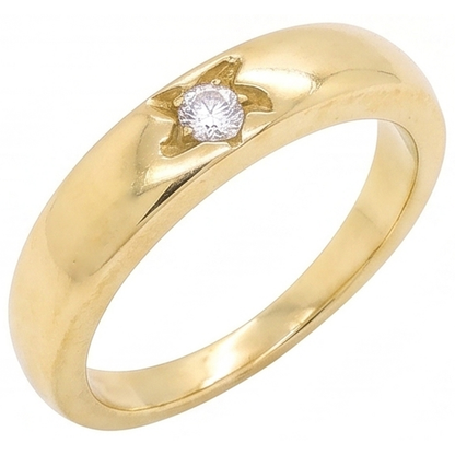 0.50 Carats Gypsy Genuine Diamond Solitaire Ring Yellow Gold 10K