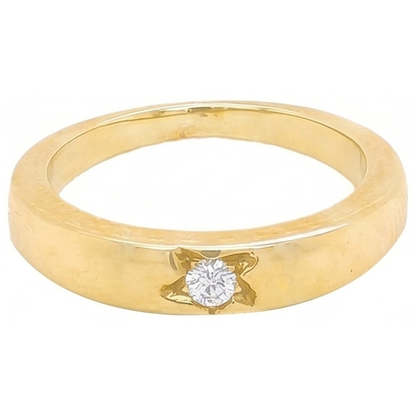 0.50 Carats Gypsy Genuine Diamond Solitaire Ring Yellow Gold 10K