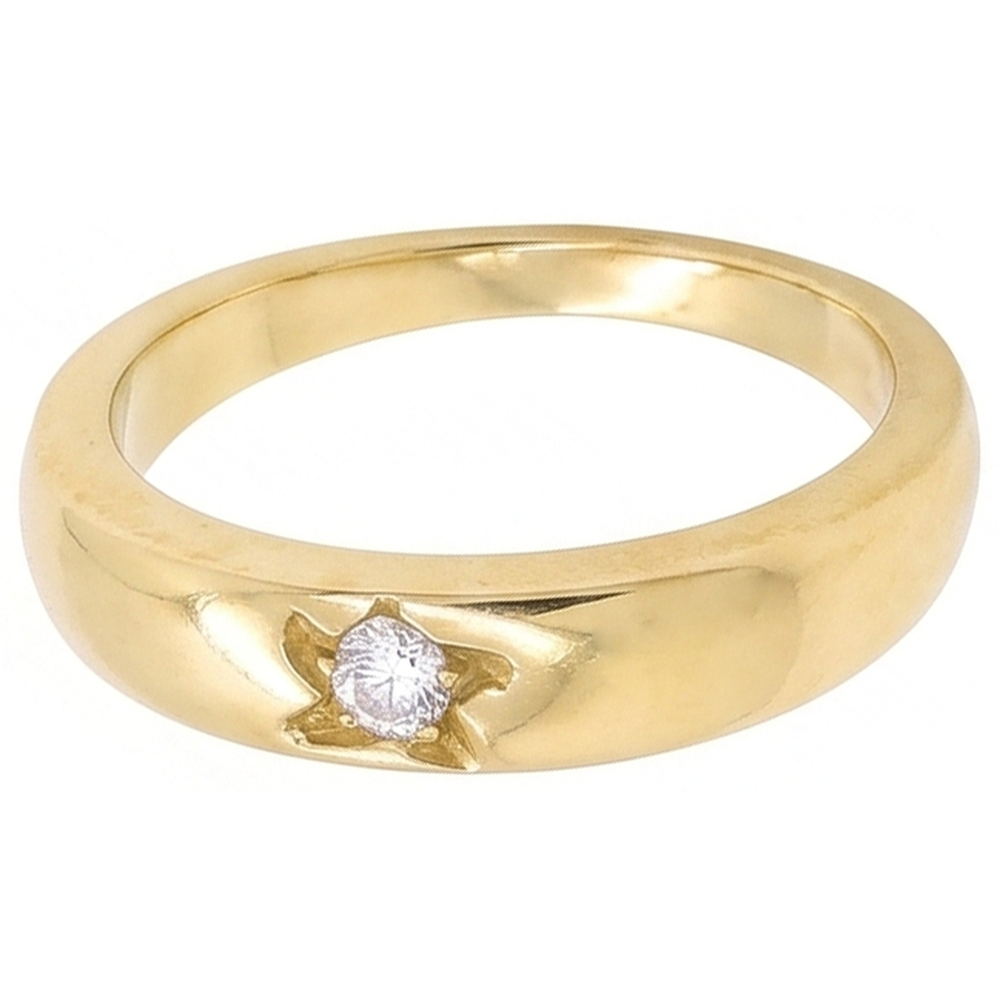 0.50 Carats Gypsy Genuine Diamond Solitaire Ring Yellow Gold 10K