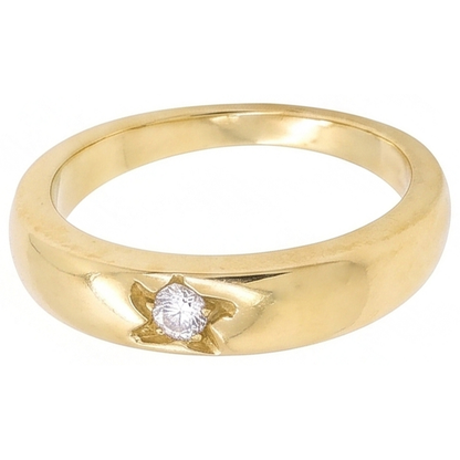 0.50 Carats Gypsy Genuine Diamond Solitaire Ring Yellow Gold 10K