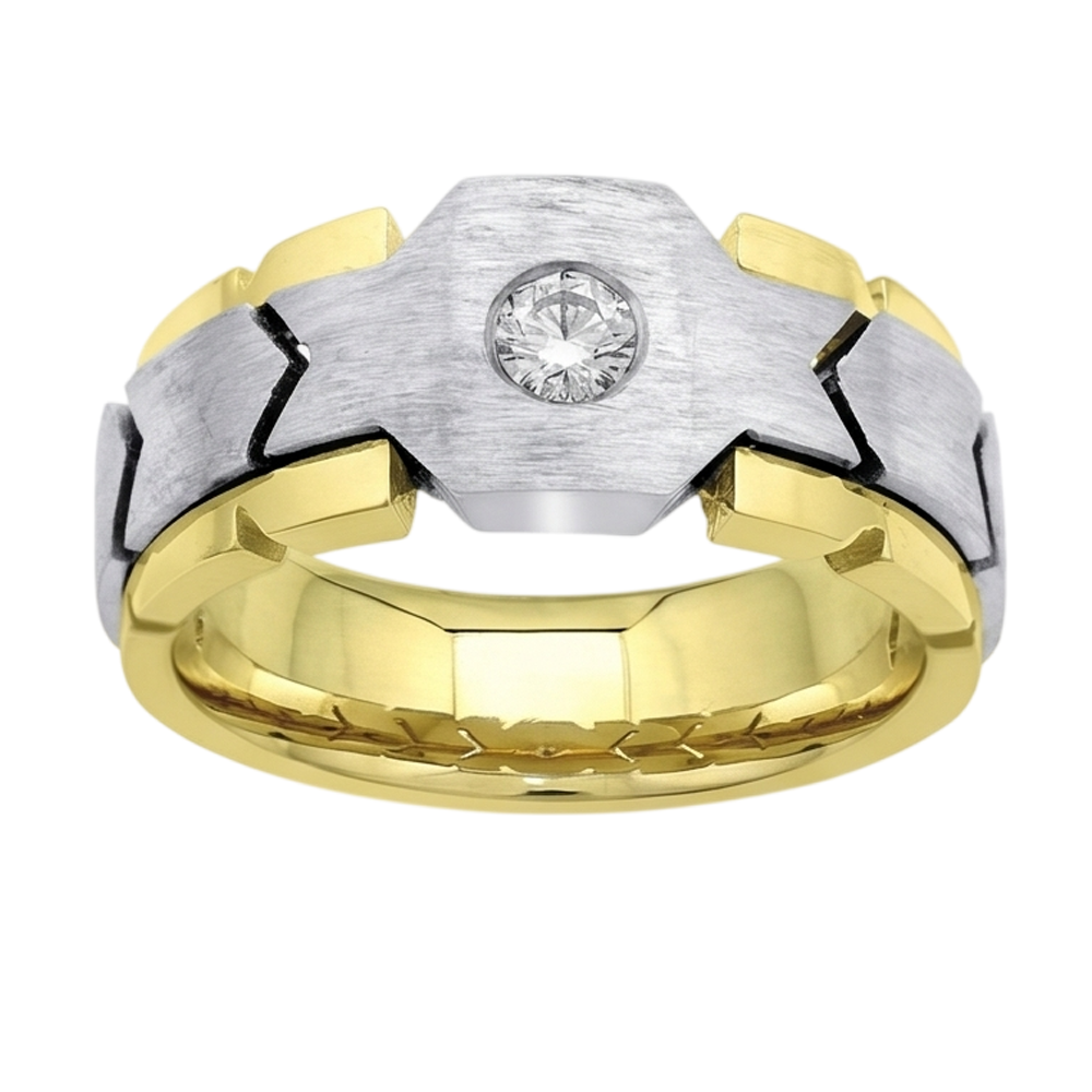 0.50 Carats Round Diamond Solitaire Mens' Ring Two Tone Gold 10K