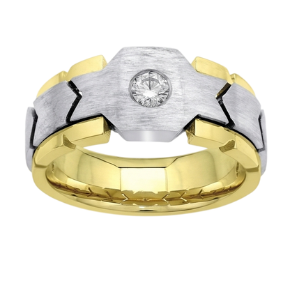 0.50 Carats Round Diamond Solitaire Mens' Ring Two Tone Gold 10K
