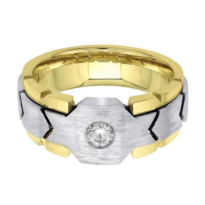 0.50 Carats Round Diamond Solitaire Mens' Ring Two Tone Gold 10K