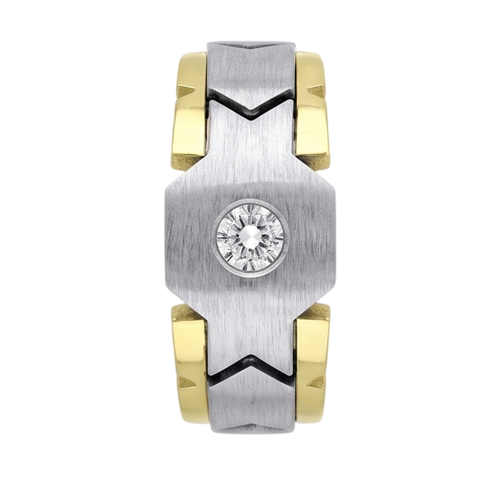 0.50 Carats Round Diamond Solitaire Mens' Ring Two Tone Gold 10K