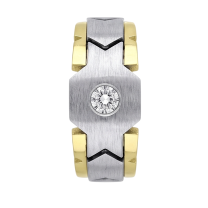 0.50 Carats Round Diamond Solitaire Mens' Ring Two Tone Gold 10K