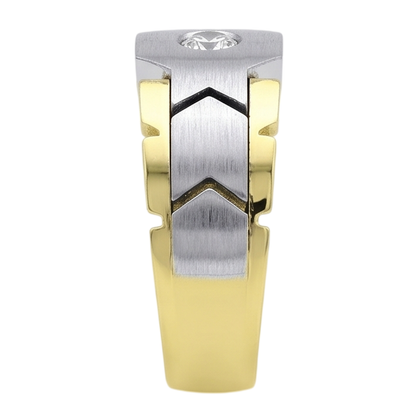 0.50 Carats Round Diamond Solitaire Mens' Ring Two Tone Gold 10K