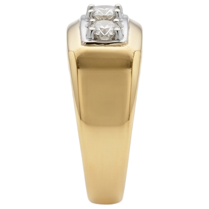 0.75 Carats Diamond Men's Ring Three Stone 10K Two-Tone New