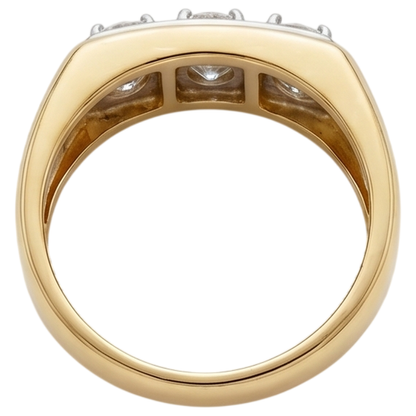 0.75 Carats Diamond Men's Ring Three Stone 10K Two-Tone New
