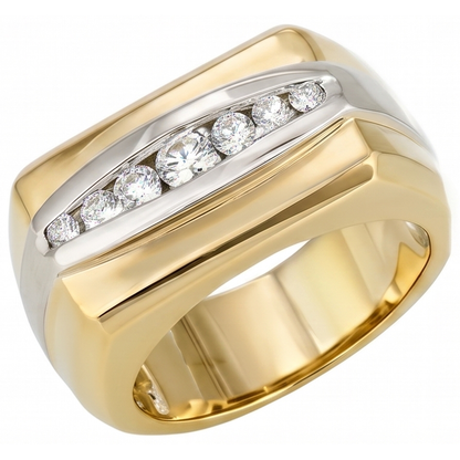 0.80 Ct Lab Grown Diamonds Two-Tone 10K Men's Ring Jewelry New
