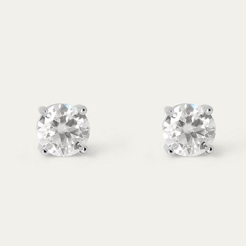 0.60 Carats Round Solitaire Natural Earth Mined Diamond Stud Earring 14K White Gold