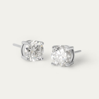 0.60 Carats Round Solitaire Natural Earth Mined Diamond Stud Earring 14K White Gold