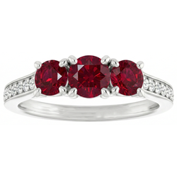 1.10 Carats Burma Ruby Natural Earth Mined Diamond Accented Ring 14K White Gold New