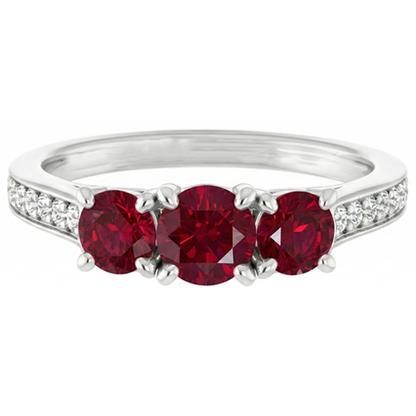 1.10 Carats Burma Ruby Natural Earth Mined Diamond Accented Ring 14K White Gold New