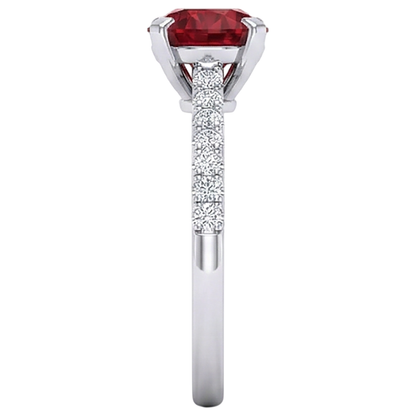 1.20 Carats Red Ruby And Natural Earth Mined Diamond Ring White Gold 14K