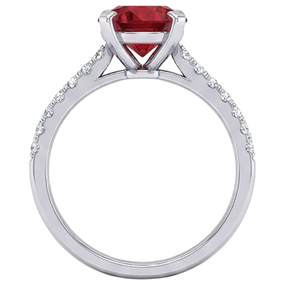 1.20 Carats Red Ruby And Natural Earth Mined Diamond Ring White Gold 14K