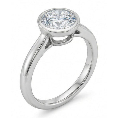1.20 Ct Round Bezel Set Natural Earth Mined Diamond Wedding Solitaire Ring White Gold 14K
