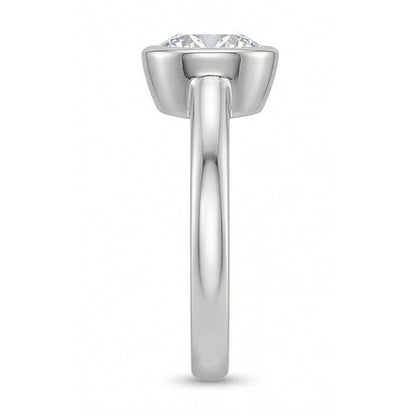 1.20 Ct Round Bezel Set Natural Earth Mined Diamond Wedding Solitaire Ring White Gold 14K
