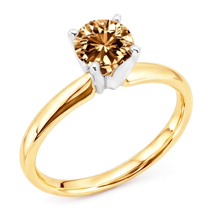 1.25 Carat Champagne Natural Earth Mined Diamond Wedding Gemstone Ring Two Tone Gold