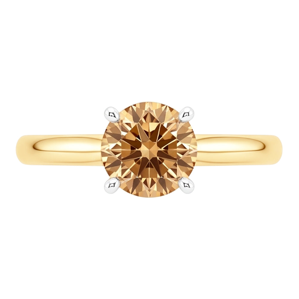 1.25 Carat Champagne Natural Earth Mined Diamond Wedding Gemstone Ring Two Tone Gold